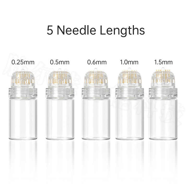 Hydra 20 Pins Gold Titanium Derma Stamp With 5ml Glass Bottle Skin Therapy Auto Serum Infusion System Home Use
