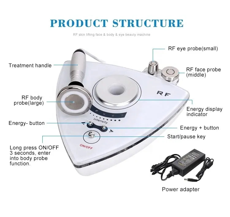 3 In 1 Bipolar RF Radio Frequency Facial Machine Home Salon Skin Tightening Lifting Anti-Aging Wrinkle Removal Beauty Device