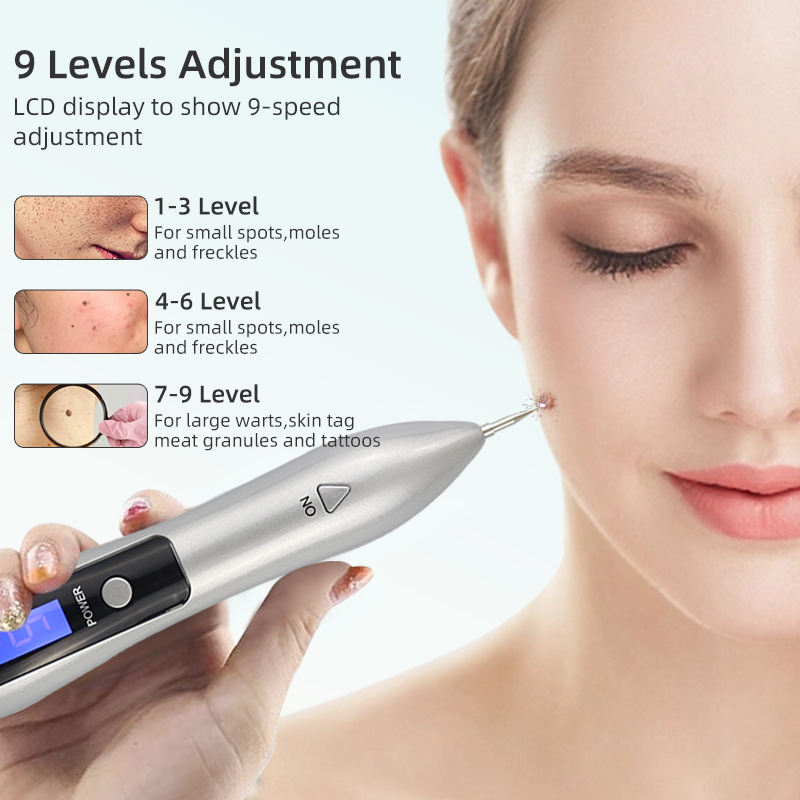 9-level Blue Light Mole Warts Removal Pen - Portable Beauty Instrument USB Charging Beauty Device