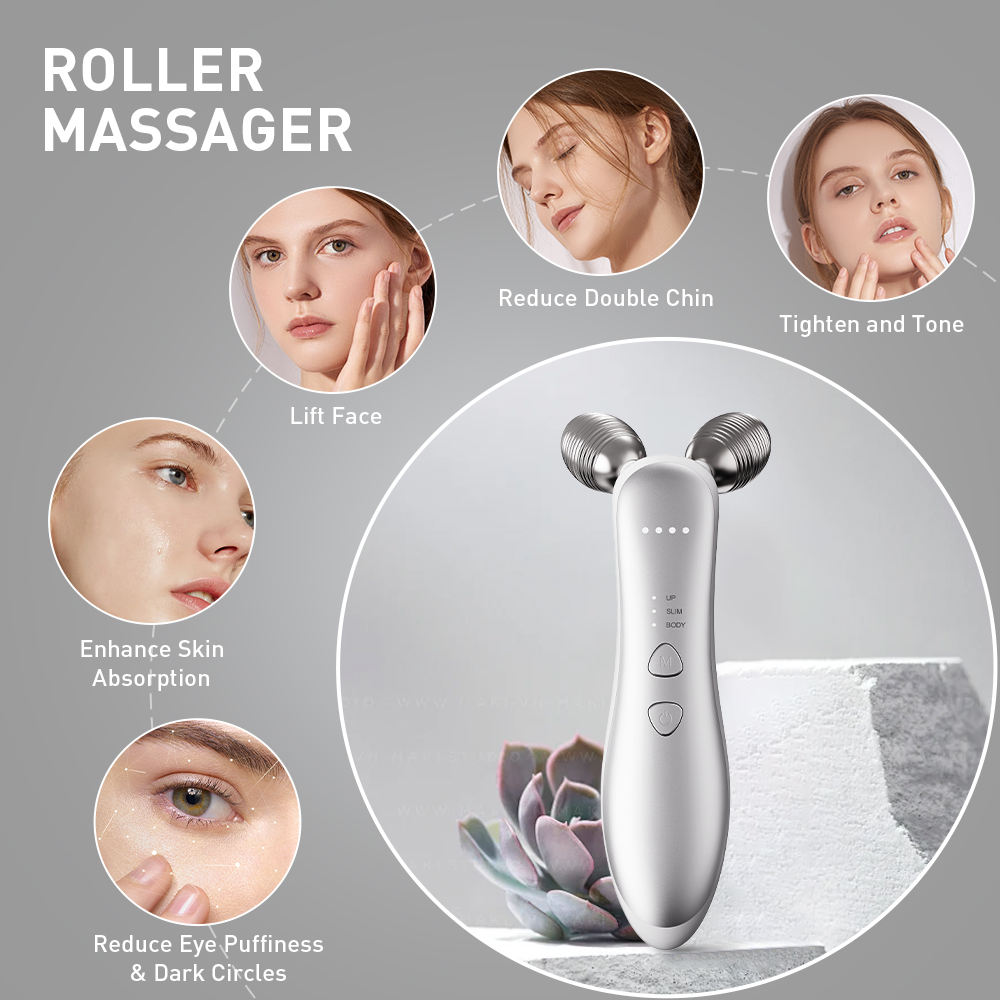 EMS Beauty Massager Roller Rechargeable Face Body Lifting Device Skin Firming Anti-Aging Facial Massage Instrument
