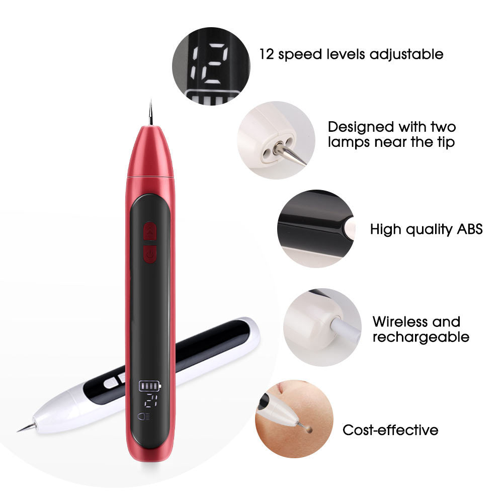 Electric Skin Tag Removal Pen LCD Digital Display Adjustable Strength Rechargeable Portable Skin Spot Removal Beauty Device