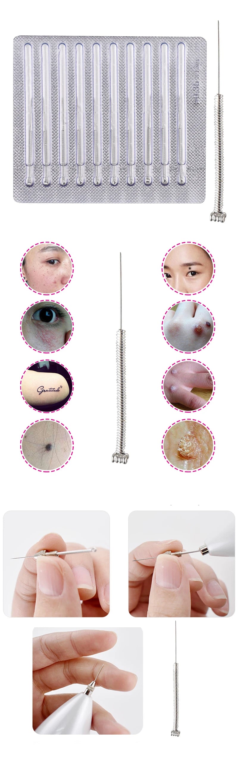 Dark Spot Freckle Laser Plasma Point Pen Needles Set For Mole Wart Tattoo Skin Tag Remover Face Care Replacement Accessories