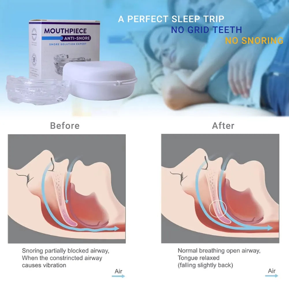 Stop Snoring Mouthpiece Sleep Apnea Guard Bruxism Anti Snore Pure Grind Aid Tray