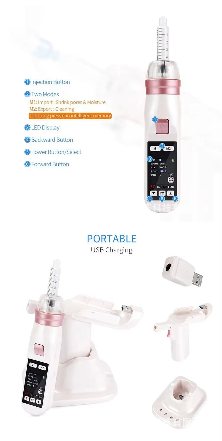 White EZ Non-invasive Hydrating Water Light Meter for Home Use, Portable Water Light Needle, No Leakage Beauty Instrument