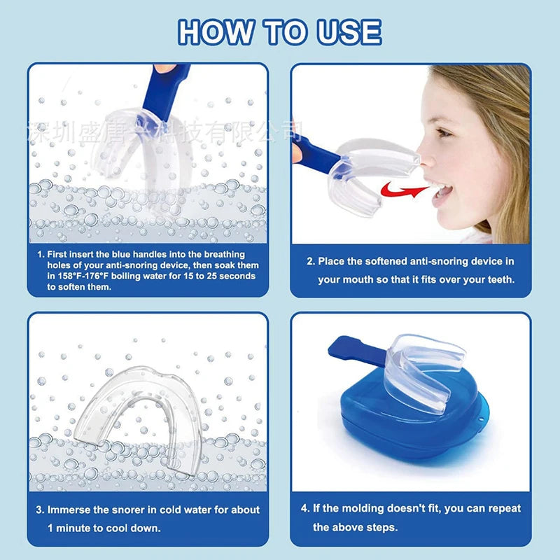 Anti Snore Mouthpiece Stop Snoring Aid Sleep Apnea Solution Comfortable Night Guard Dental Device Prevent Teeth Grinding Jaw Alignment Tongue Stabilizer Snore Stopper