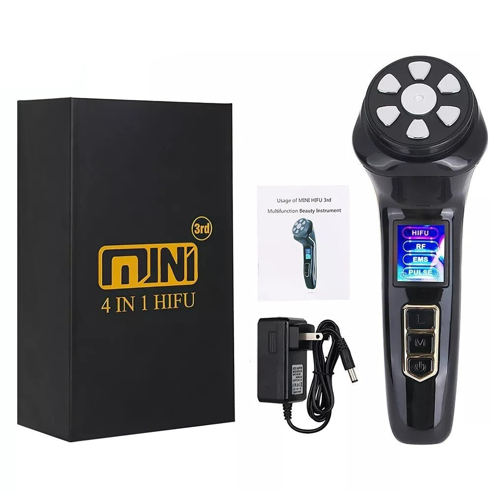 4 In 1 Mini HIFU Machine HIFU RF EMS Pulse Facial Lifting Device Home Use Anti-Aging Wrinkle Removal Skin Rejuvenation Beauty Tool