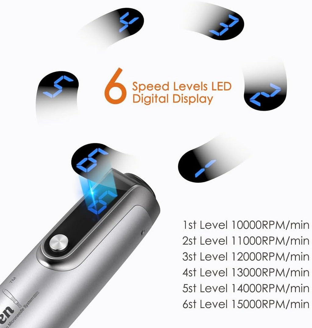 Electric M8S Dermapen Pen, Wireless Tool Auto Pen Care Tool with Skin Care Cartridges Replacement