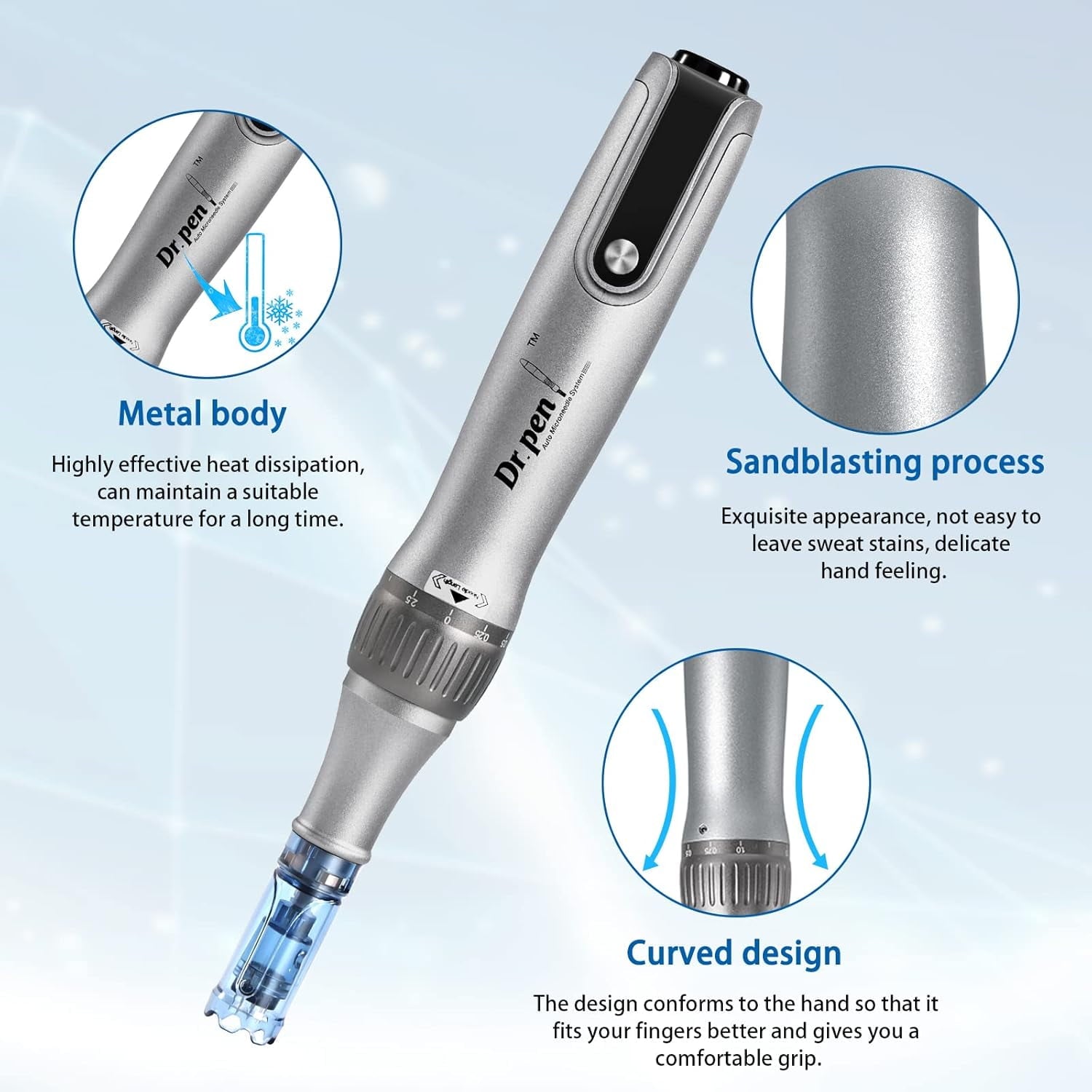 Electric M8S Dermapen Pen, Wireless Tool Auto Pen Care Tool with Skin Care Cartridges Replacement