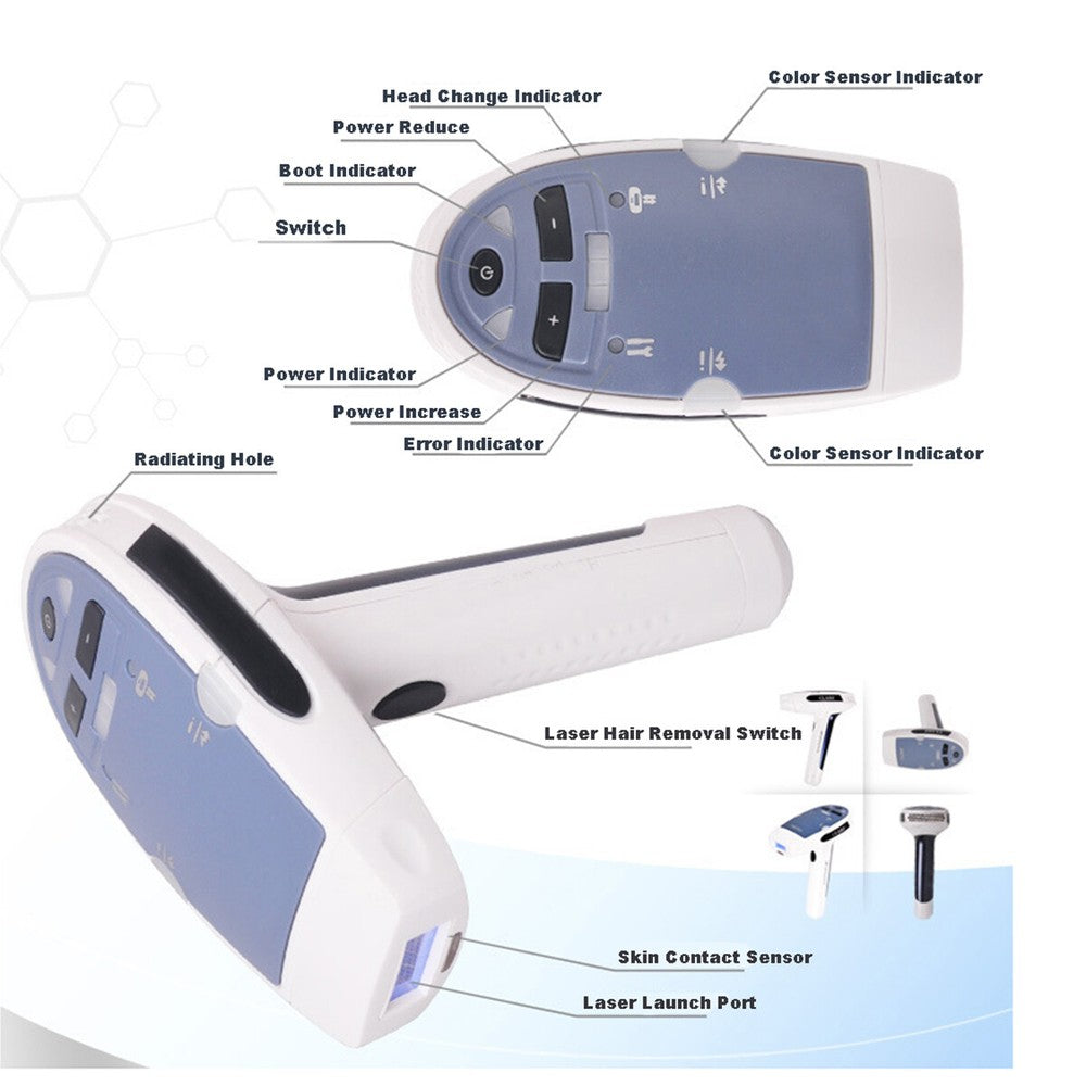 Portable 4 In 1 Laser IPL Permanent Hair Removal Machine Face& Body Skins Painless Beauty Device Home Use