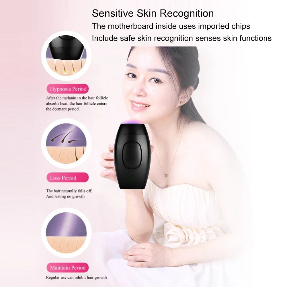 Mini Black IPL Laser Hair Removal Device 600,000 Flashes Painless Whole Body Portable At Home Hair Epilator Machine