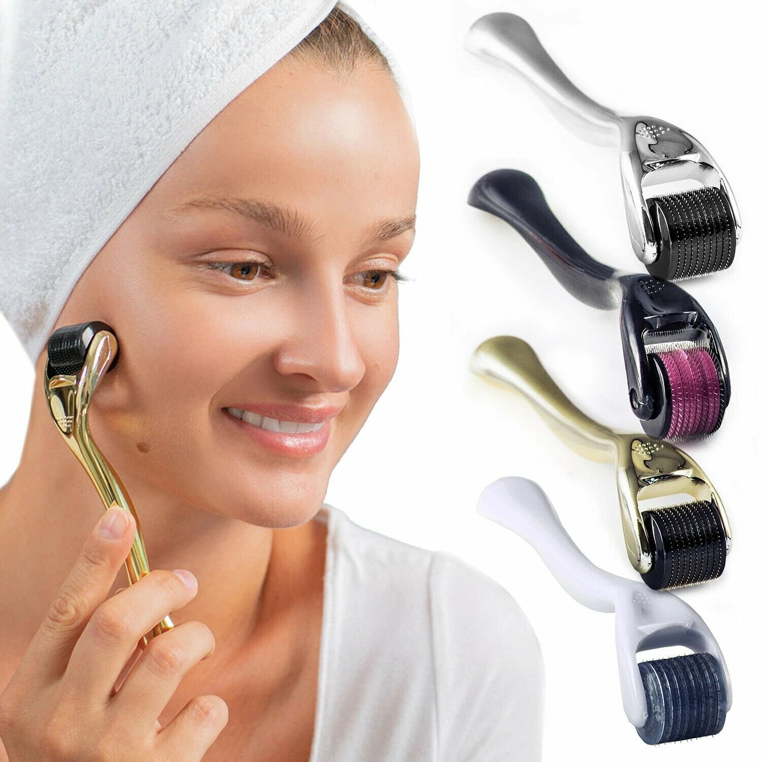 DRS 540 Titanium Microneedle Derma Roller Facial Skin Care Tool Boost Collagen Anti-Aging Reduce Wrinkles Pore Minimizing Device
