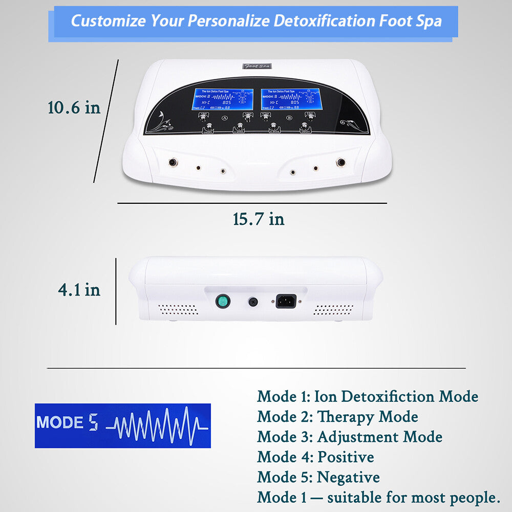 Dual Ionic Foot Bath Detox Machine with 2 Black Arrays and 2 Belts Foot Spa Cleanse Detoxification System for Two Person Home Use