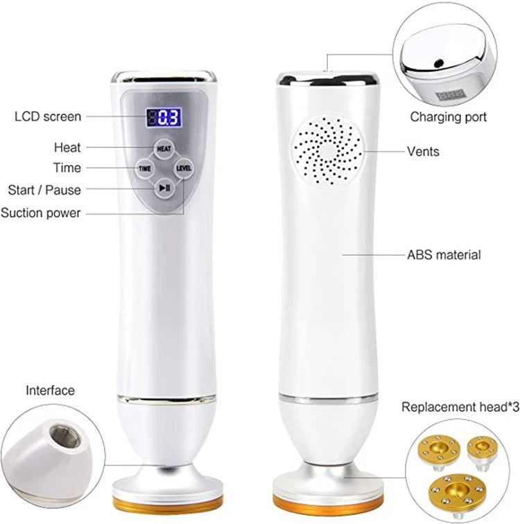 Handheld Guasha Detox Body Health Anti-aging Massage Electric 3 Suction Heads Cupping Roller Breast Neck Back