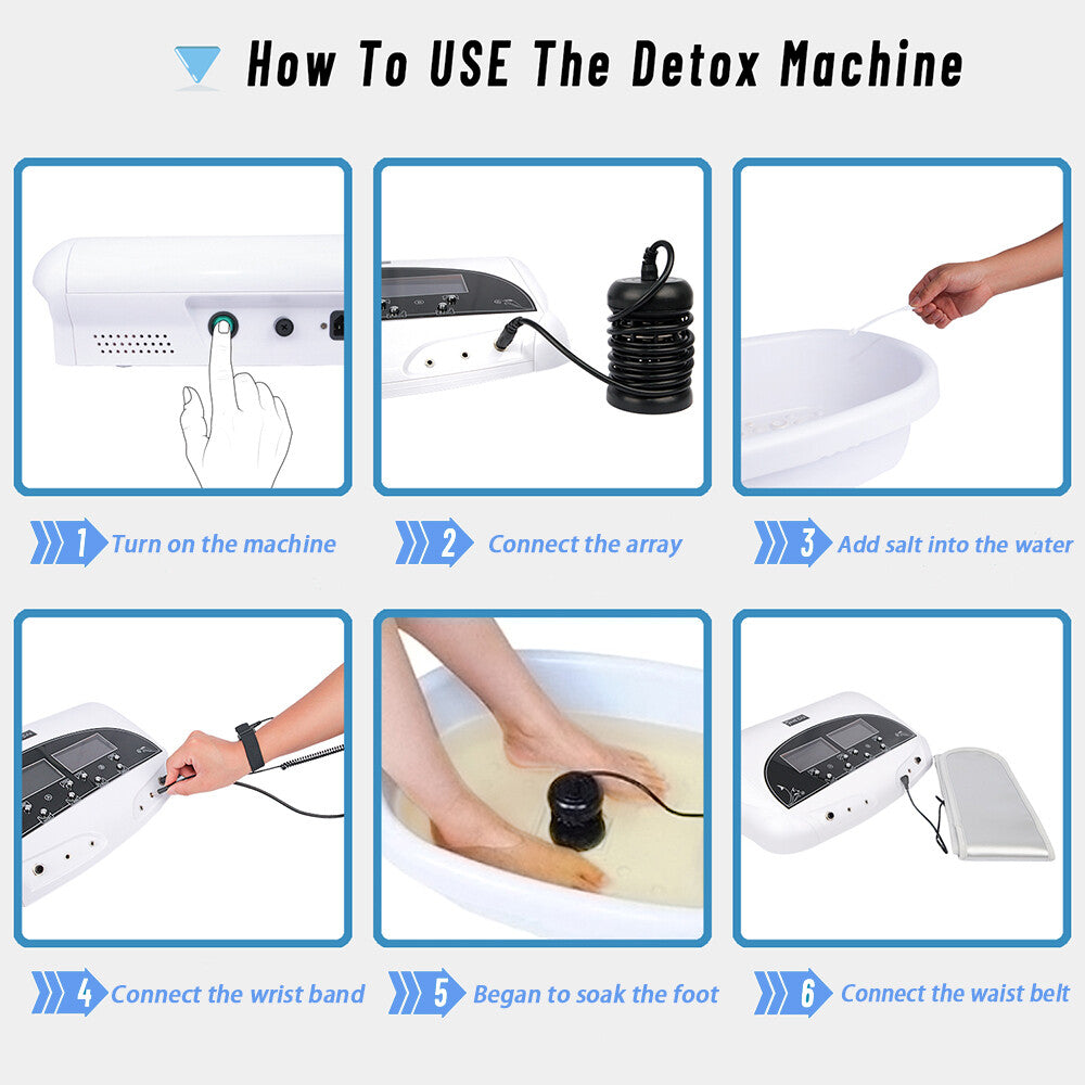 Dual Ionic Foot Bath Detox Machine with 2 Black Arrays and 2 Belts Foot Spa Cleanse Detoxification System for Two Person Home Use