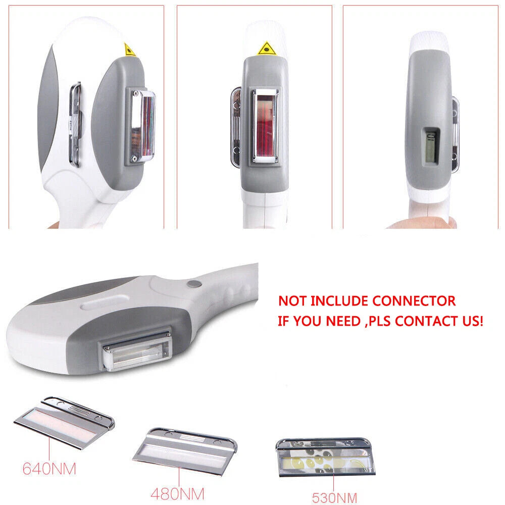 Replacement OPT IPL Hair Removal Handle E Light Handpiece with 3 Filters Spare Parts Beauty Machine Accessory
