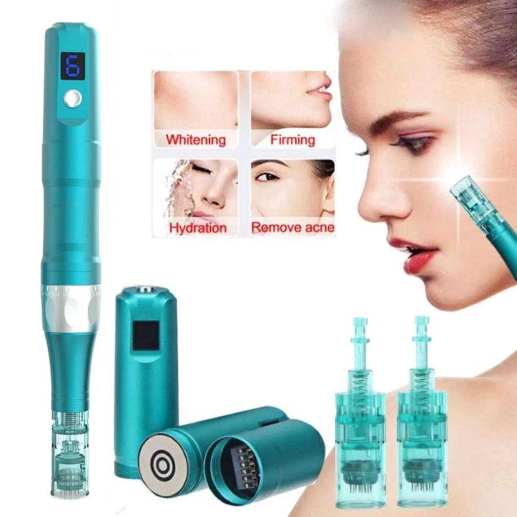 Professional A6S Electric With 2pcs Cartridges For Face Acne Scars Skin Care Tool Kit