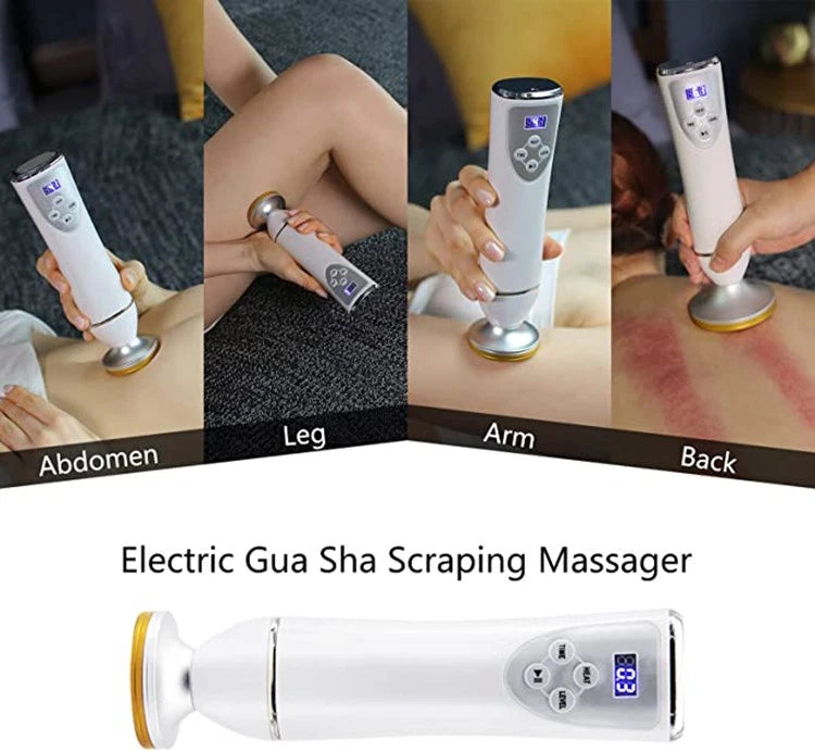Handheld Guasha Detox Body Health Anti-aging Massage Electric 3 Suction Heads Cupping Roller Breast Neck Back