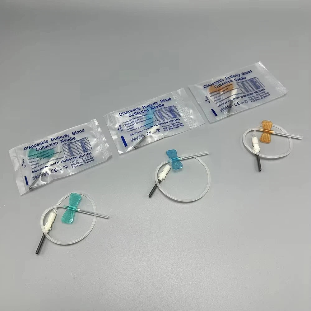 Disposable Butterfly Blood Collection Needle 21G 22G 23G 25G Sterile Clinical Lab Consumables Available In 50pcs & 100pcs Pack