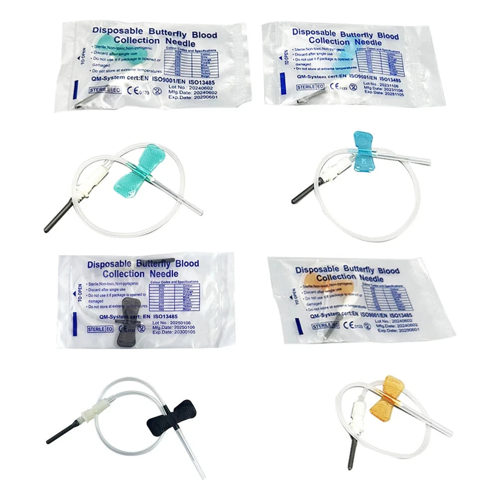Disposable Butterfly Blood Collection Needle 21G 22G 23G 25G Sterile Clinical Lab Consumables Available In 50pcs & 100pcs Pack