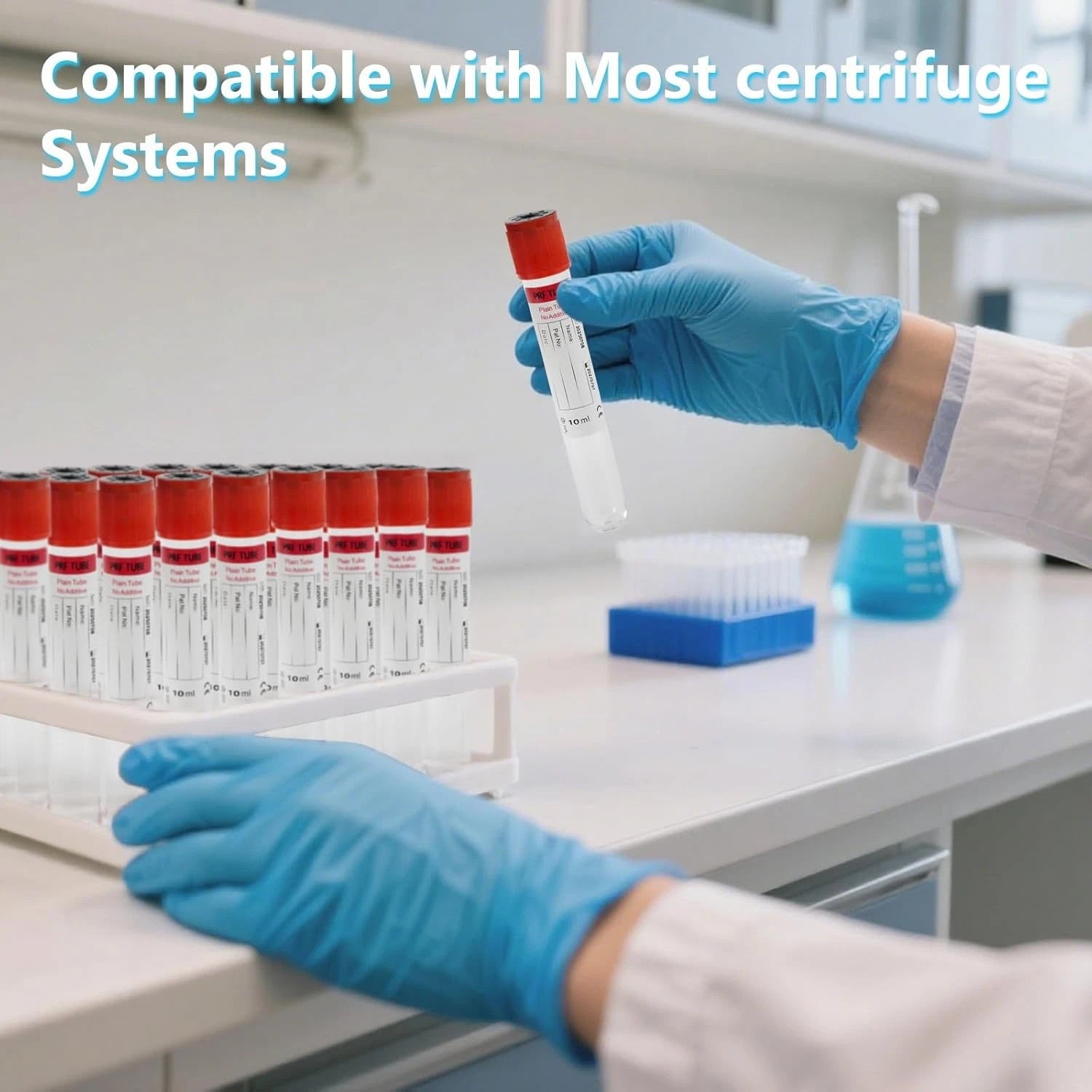 10mL PRF Tubes No Additive PRF Processing Tubes PET Centrifuge Tubes for Laboratory Sample Preparation Individually Wrapped (10/20/50 Pack)