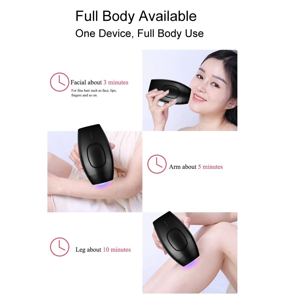 Mini Black IPL Laser Hair Removal Device 600,000 Flashes Painless Whole Body Portable At Home Hair Epilator Machine