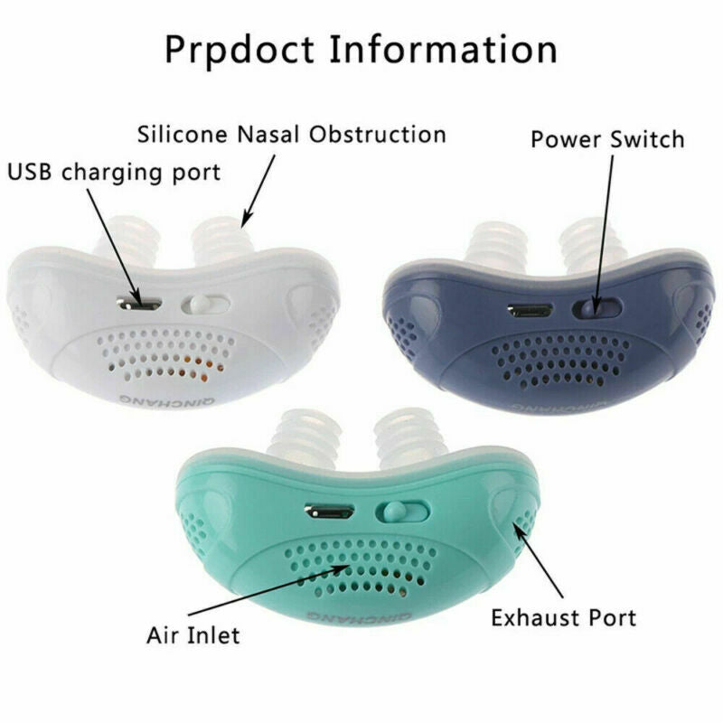 Electric Anti Snore Stopper Device Sleeping Help Smooth Breathing Nasal Machine