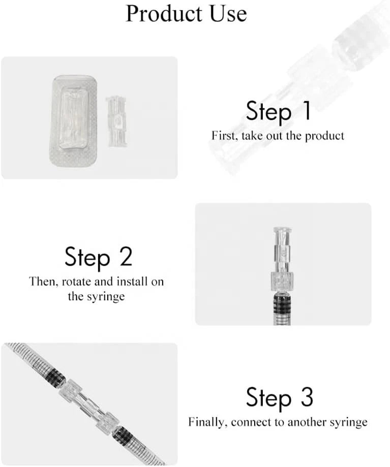 Female Luer Lock Connector Clear Plastic Medical Straight Through Luer Adapter for IV Extension Set Fluid Transfer Tubing