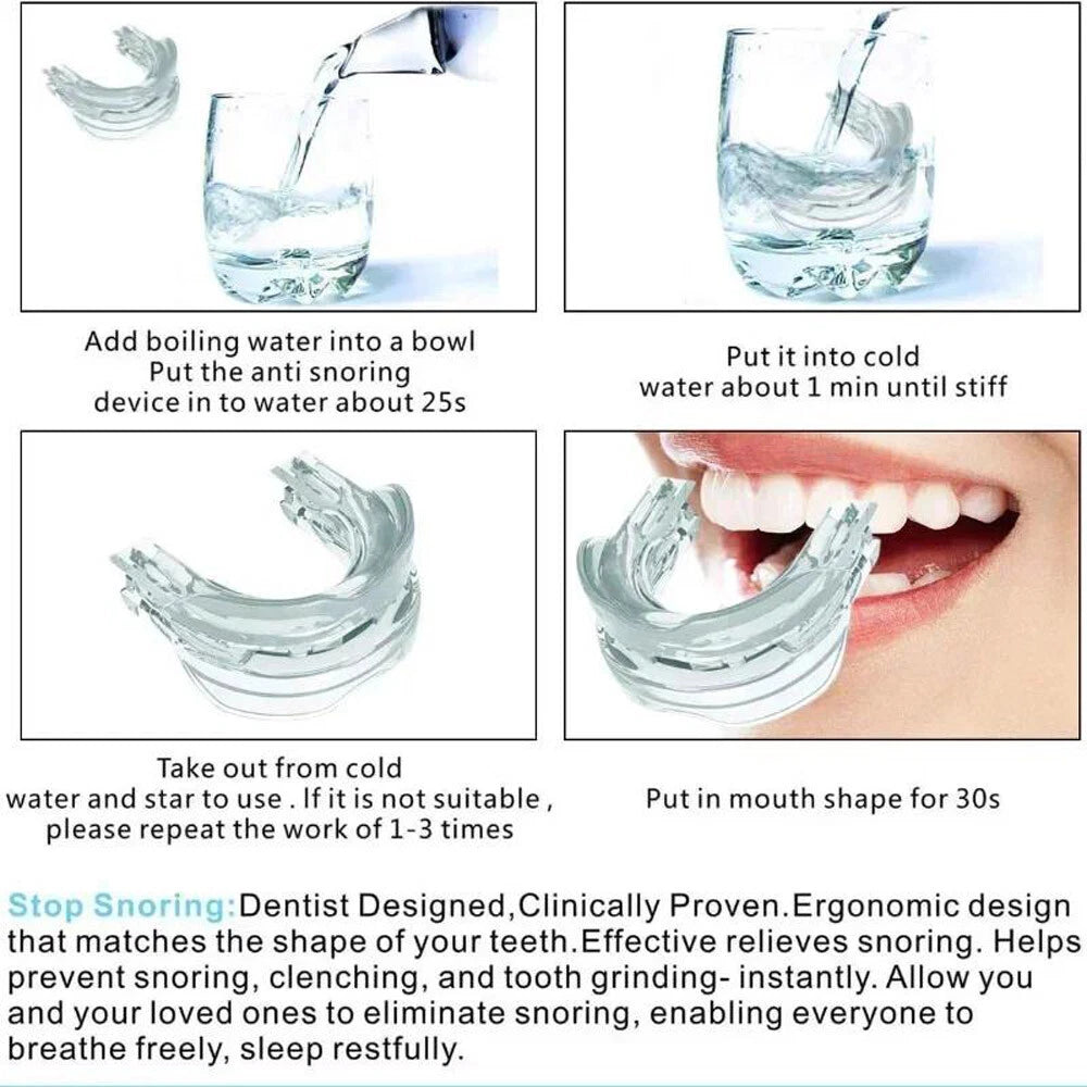 Adjustable Snoring Blocker with Silicone Braces for Men and Women to Prevent Snoring and Snoring