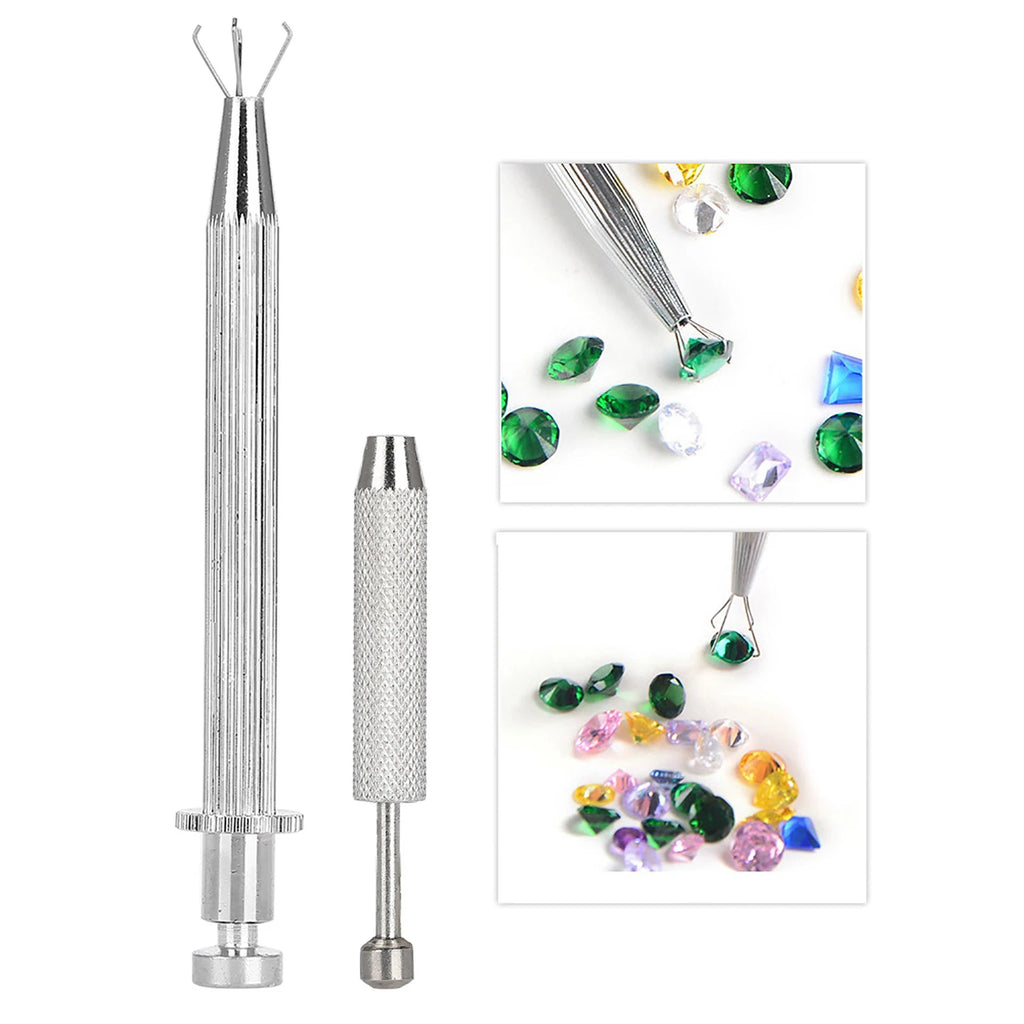 4 Prongs Diamond Grabber Pick Up Tool Metal Gem Rhinestone Holder For Nail Art Jewelry Making Stone Setting Craft Accessory