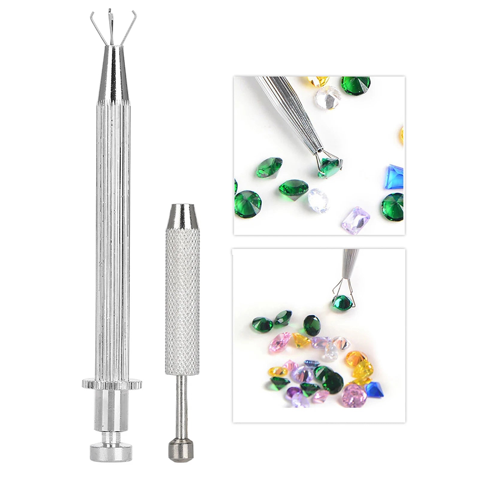 4 Prongs Diamond Grabber Pick Up Tool Metal Gem Rhinestone Holder For Nail Art Jewelry Making Stone Setting Craft Accessory