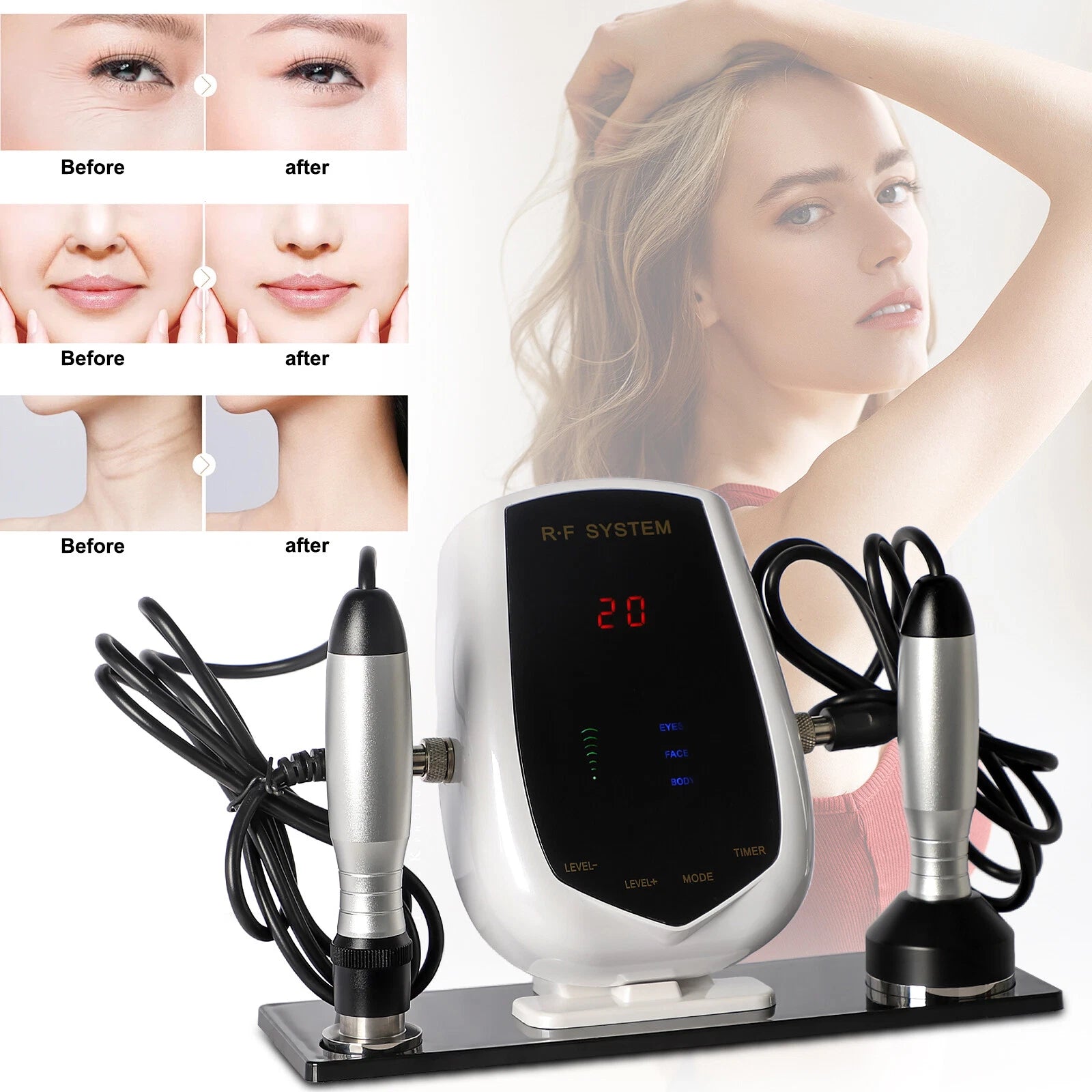 3 In 1 Portable RF Beauty Machine, Multifunctional Skin Lifting Tightening Device for Face Eye Body Anti-Aging Home Skin Care