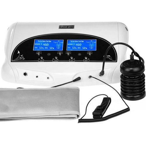 Dual Ionic Foot Bath Detox Machine with 2 Black Arrays and 2 Belts Foot Spa Cleanse Detoxification System for Two Person Home Use