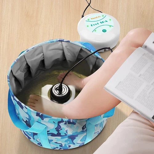 Ionic Foot Bath Detox Cleanse Machine with Foldable 12L Feet Tub Salon Spa Club and 10pcs Foot Bath Bags