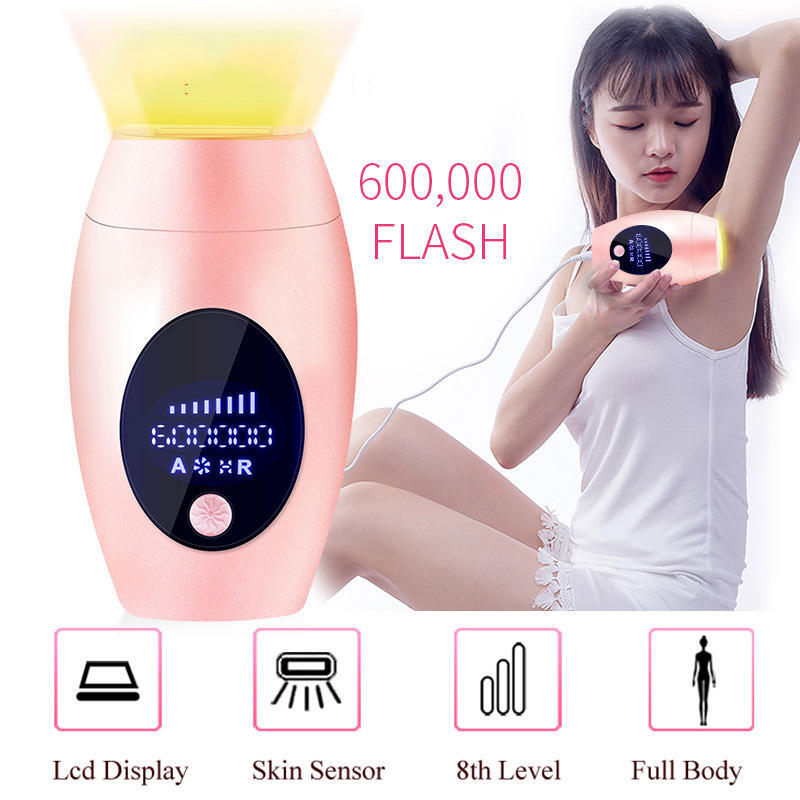 Pink IPL Hair Removal Device 600000 Flashes Permanent Painless Laser Hair Remover Whole Body Home Epilator Machine
