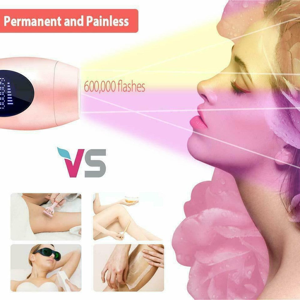 Pink IPL Hair Removal Device 600000 Flashes Permanent Painless Laser Hair Remover Whole Body Home Epilator Machine